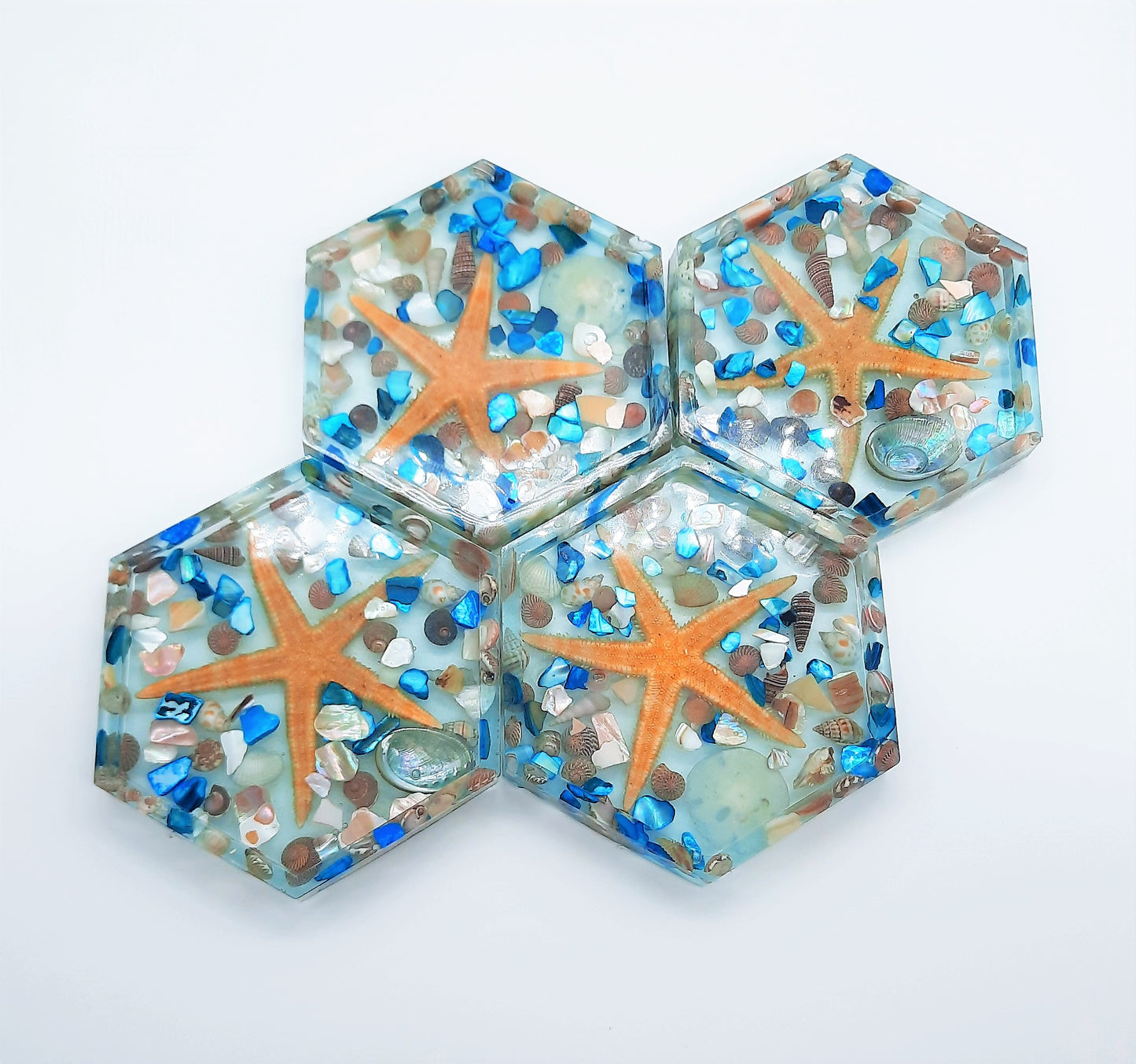 Resin Seashell Coasters (Set of 4)