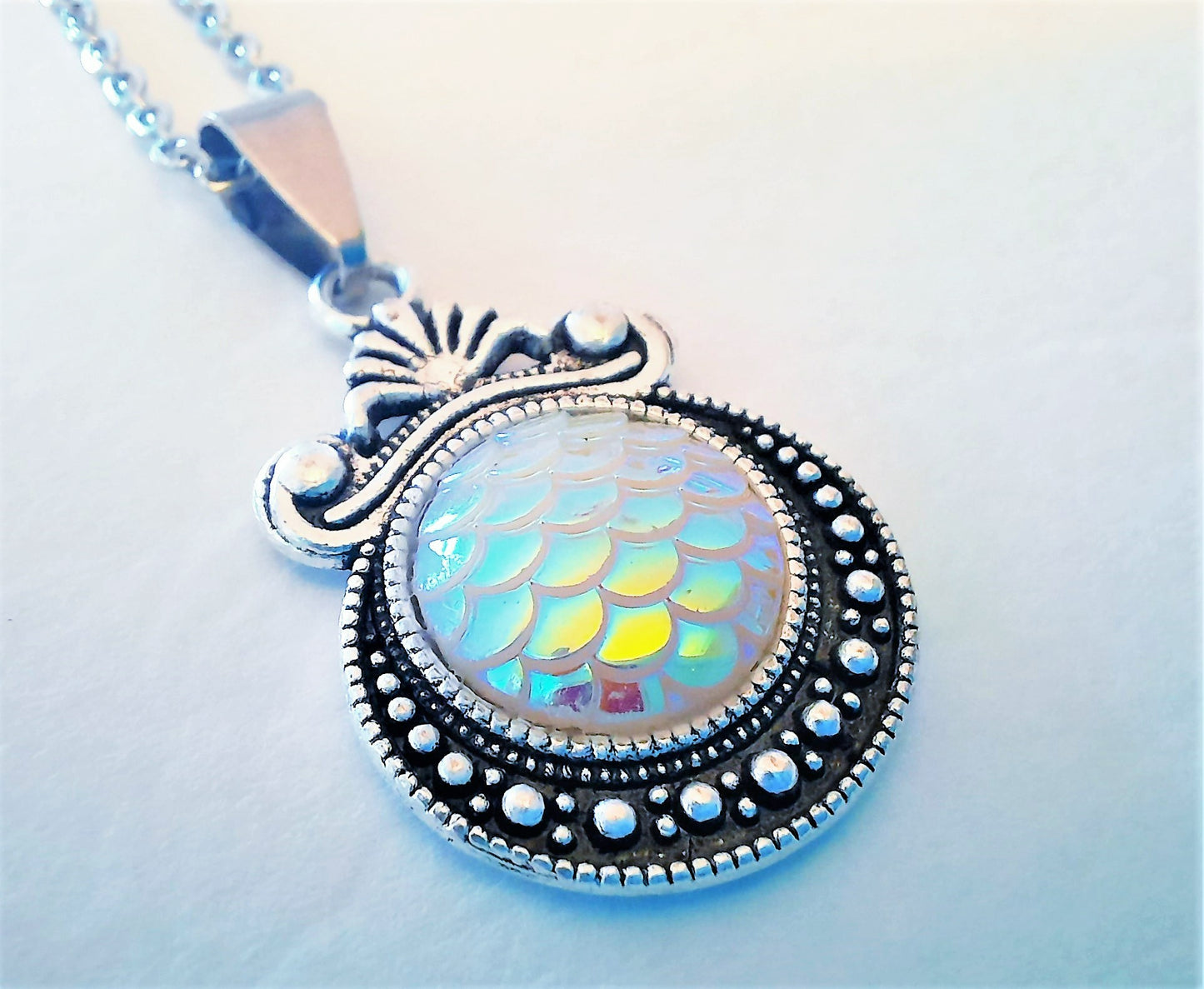 Set of Six (6) Iridescent Mermaid Scale Tibetan Necklace Sampler Set