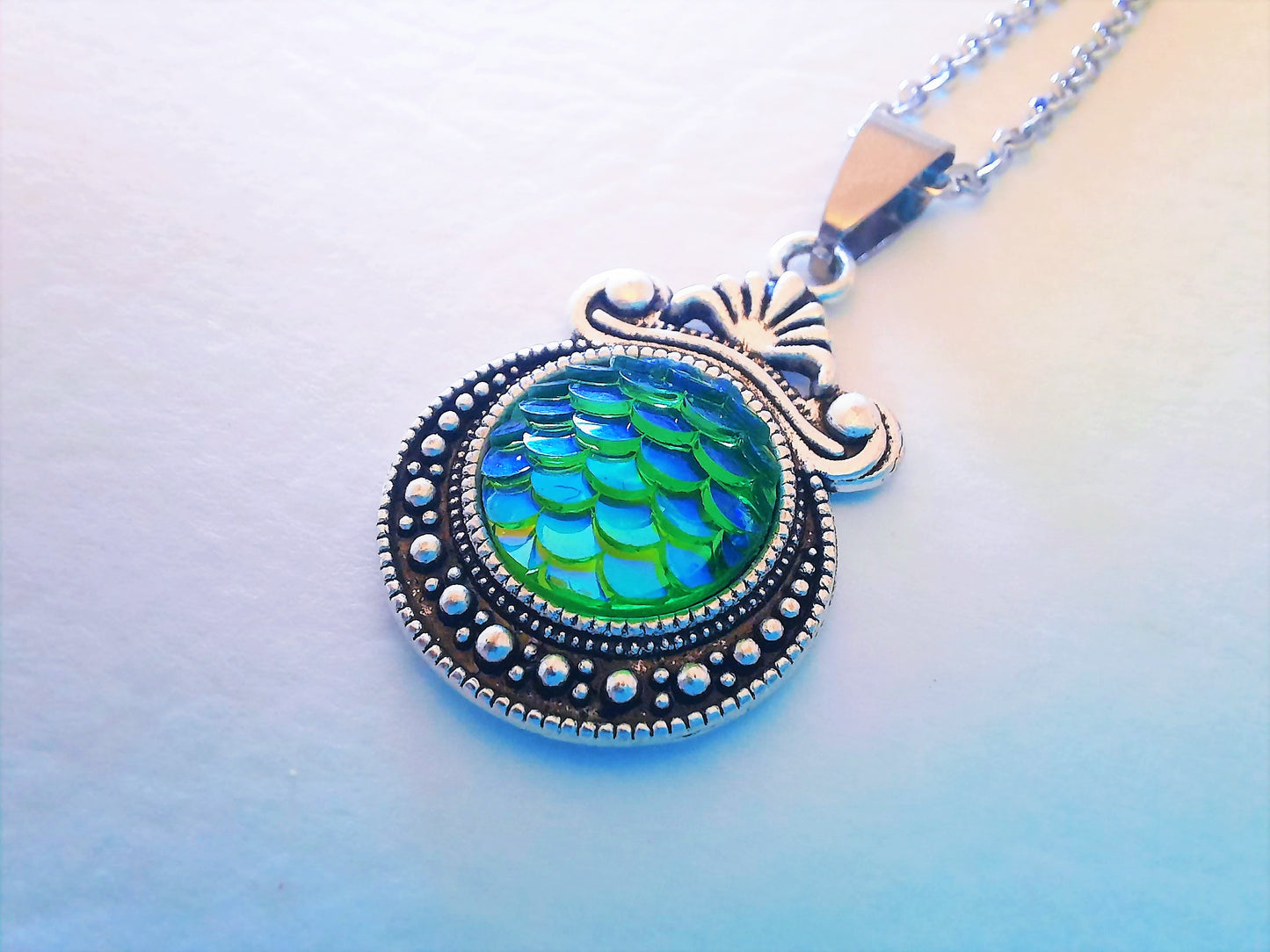 Set of Six (6) Iridescent Mermaid Scale Tibetan Necklace Sampler Set
