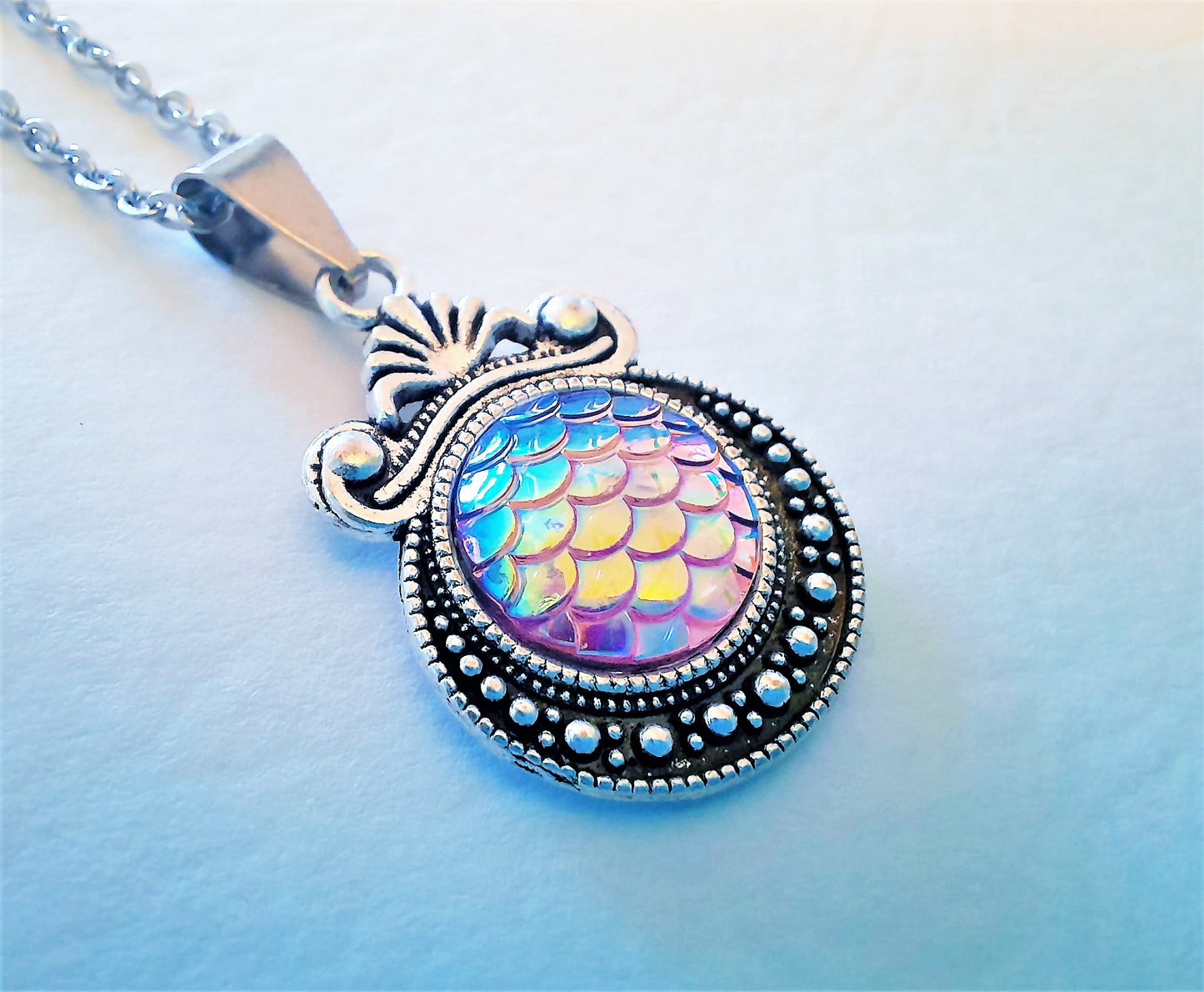 Set of Six (6) Iridescent Mermaid Scale Tibetan Necklace Sampler Set