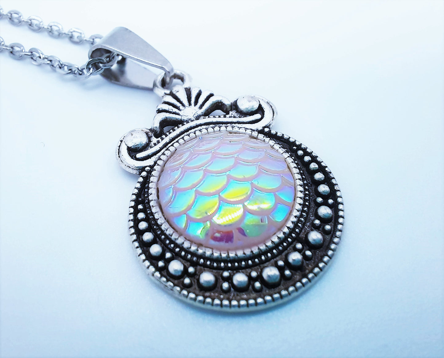 Set of Six (6) Iridescent Mermaid Scale Tibetan Necklace Sampler Set