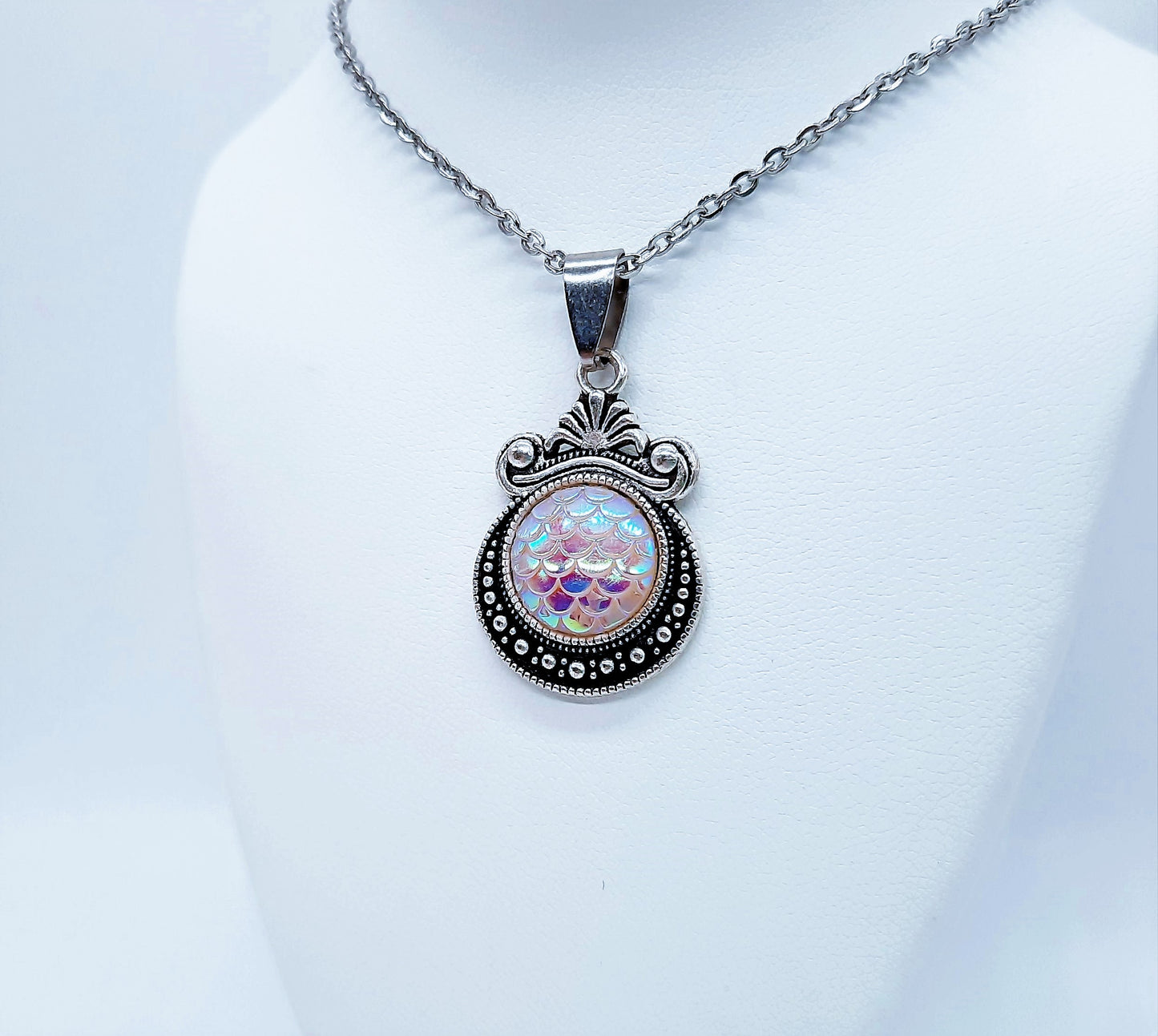 Set of Six (6) Iridescent Mermaid Scale Tibetan Necklace Sampler Set