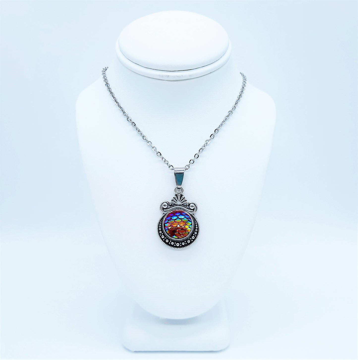 Set of Six (6) Iridescent Mermaid Scale Tibetan Necklace Sampler Set