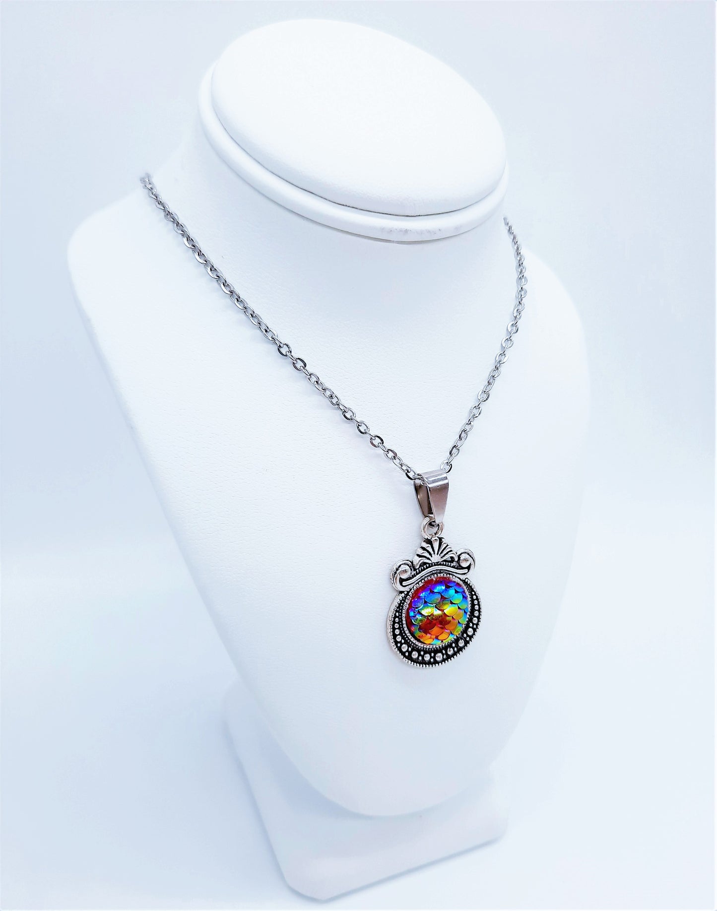 Set of Six (6) Iridescent Mermaid Scale Tibetan Necklace Sampler Set