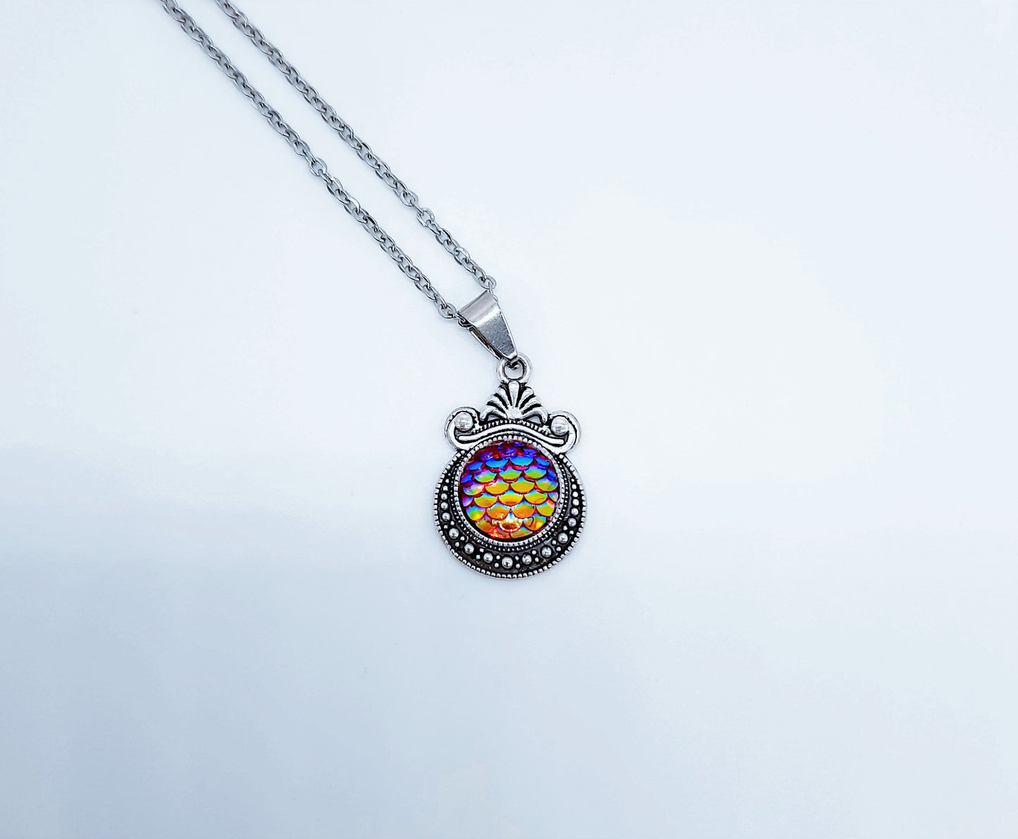 Set of Six (6) Iridescent Mermaid Scale Tibetan Necklace Sampler Set
