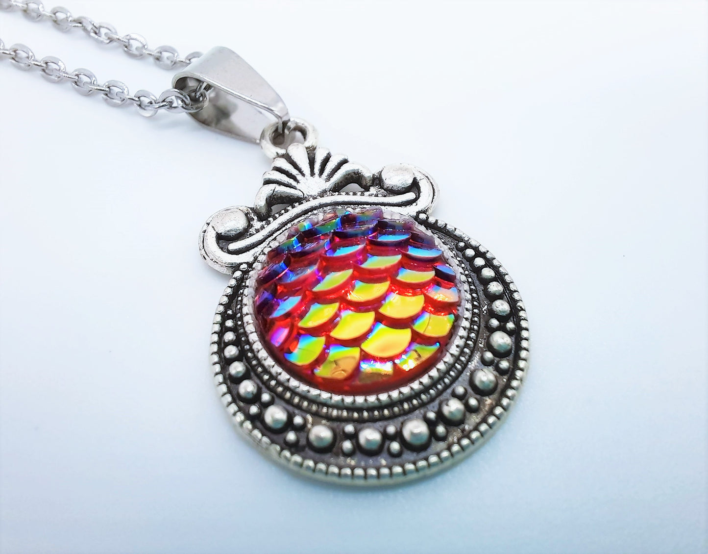 Set of Six (6) Iridescent Mermaid Scale Tibetan Necklace Sampler Set
