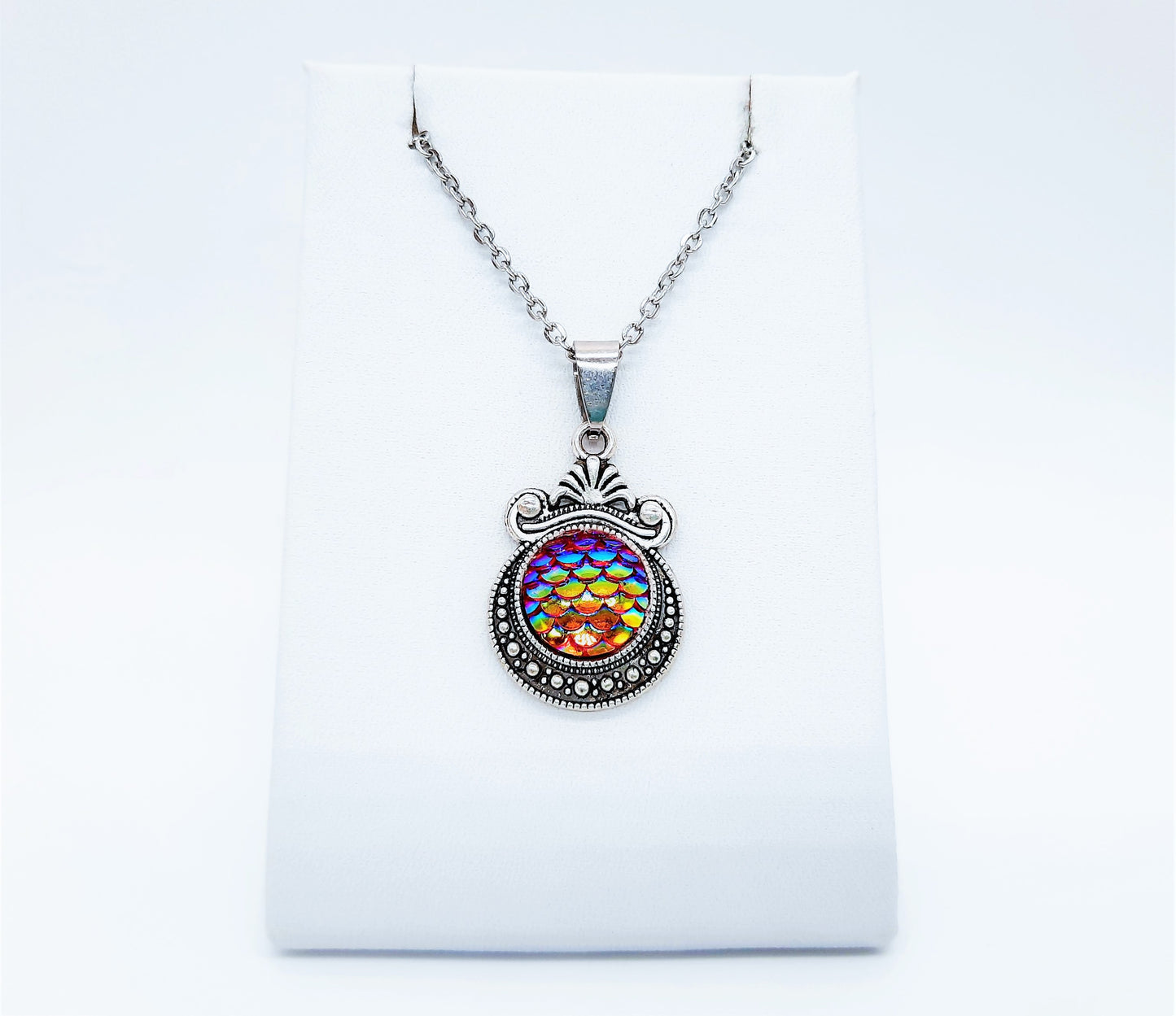 Set of Six (6) Iridescent Mermaid Scale Tibetan Necklace Sampler Set