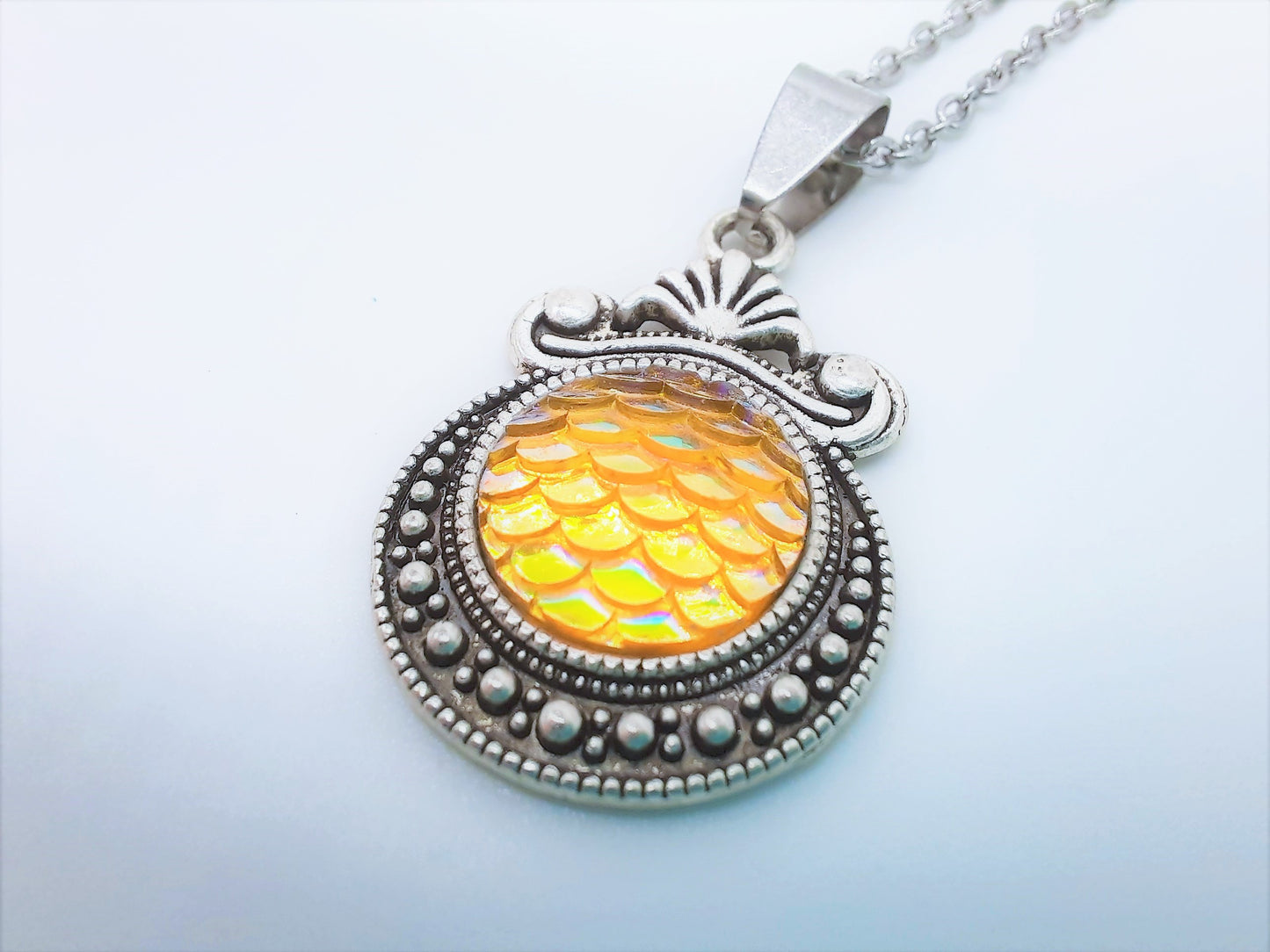 Set of Six (6) Iridescent Mermaid Scale Tibetan Necklace Sampler Set