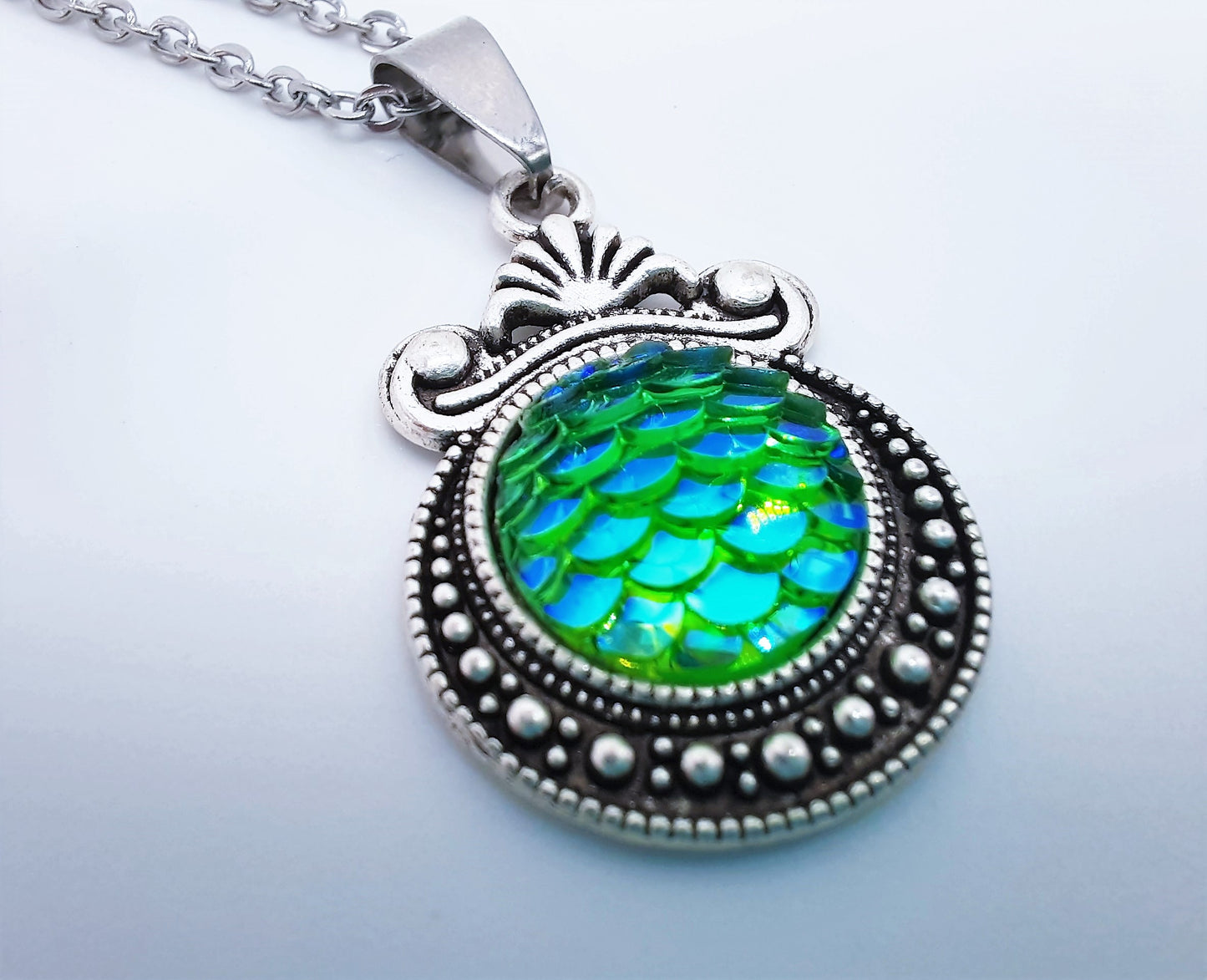 Set of Six (6) Iridescent Mermaid Scale Tibetan Necklace Sampler Set