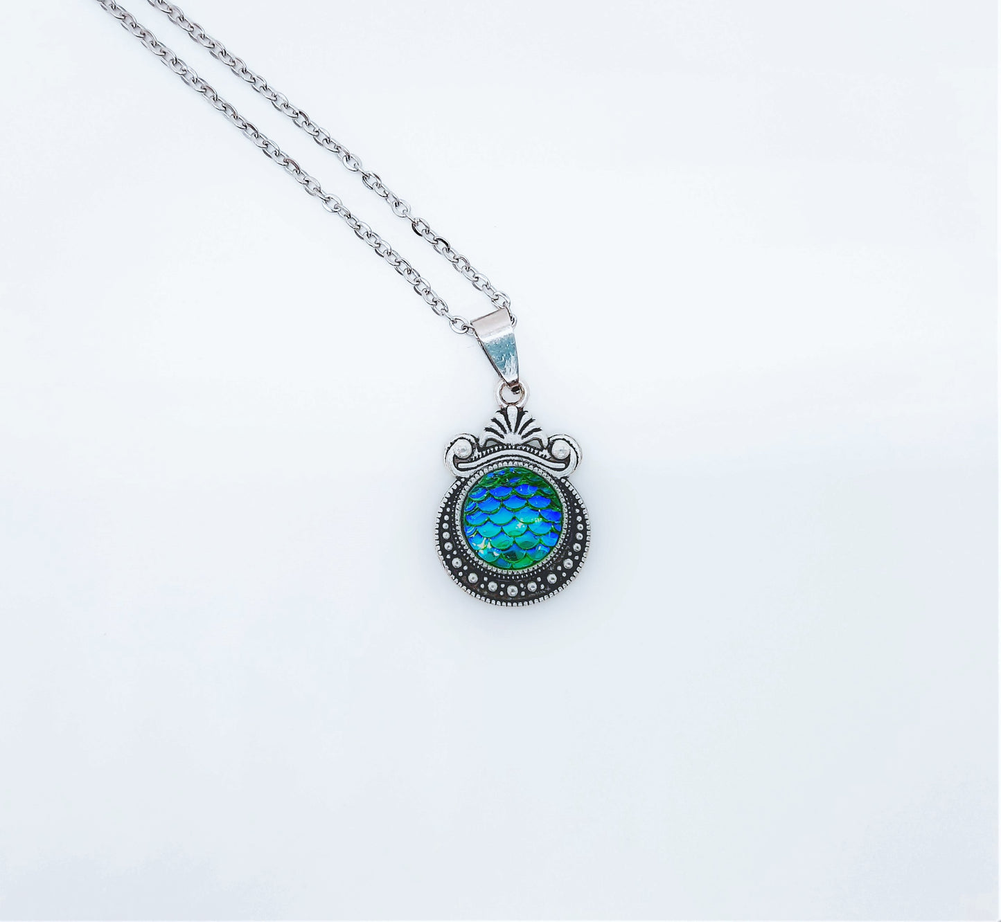 Set of Six (6) Iridescent Mermaid Scale Tibetan Necklace Sampler Set