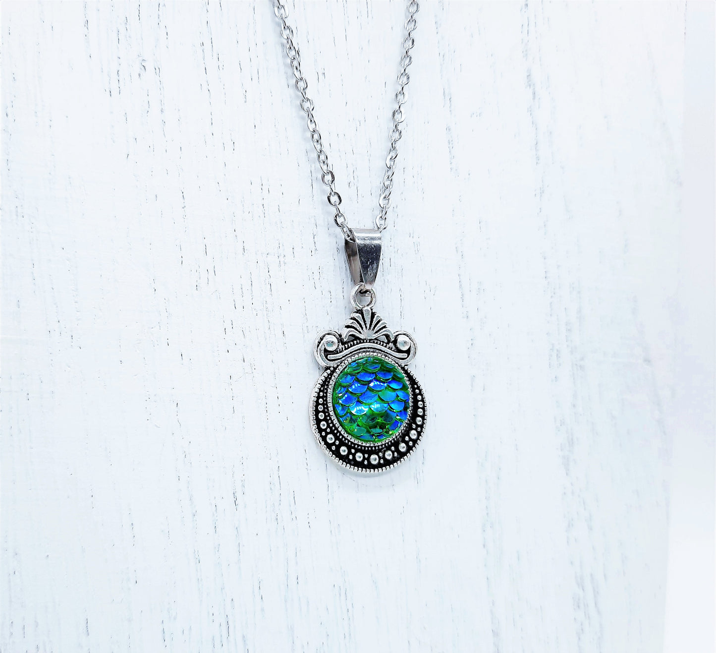 Set of Six (6) Iridescent Mermaid Scale Tibetan Necklace Sampler Set