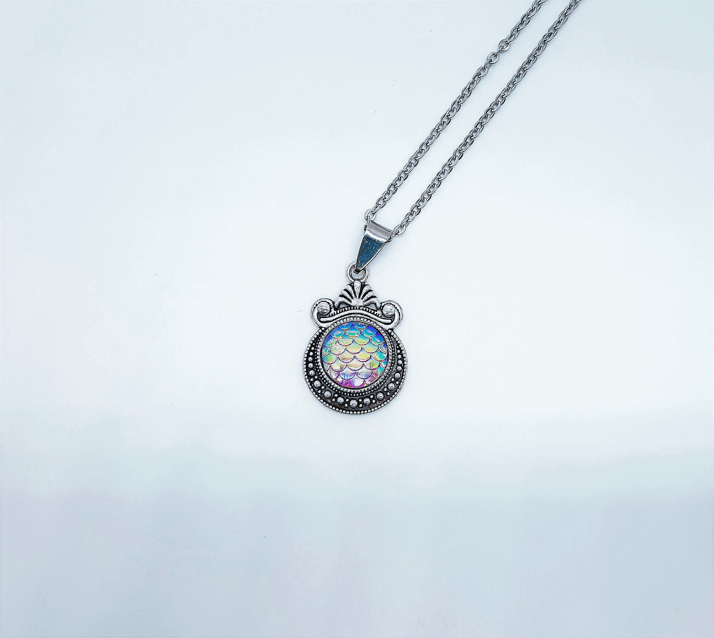 Set of Six (6) Iridescent Mermaid Scale Tibetan Necklace Sampler Set
