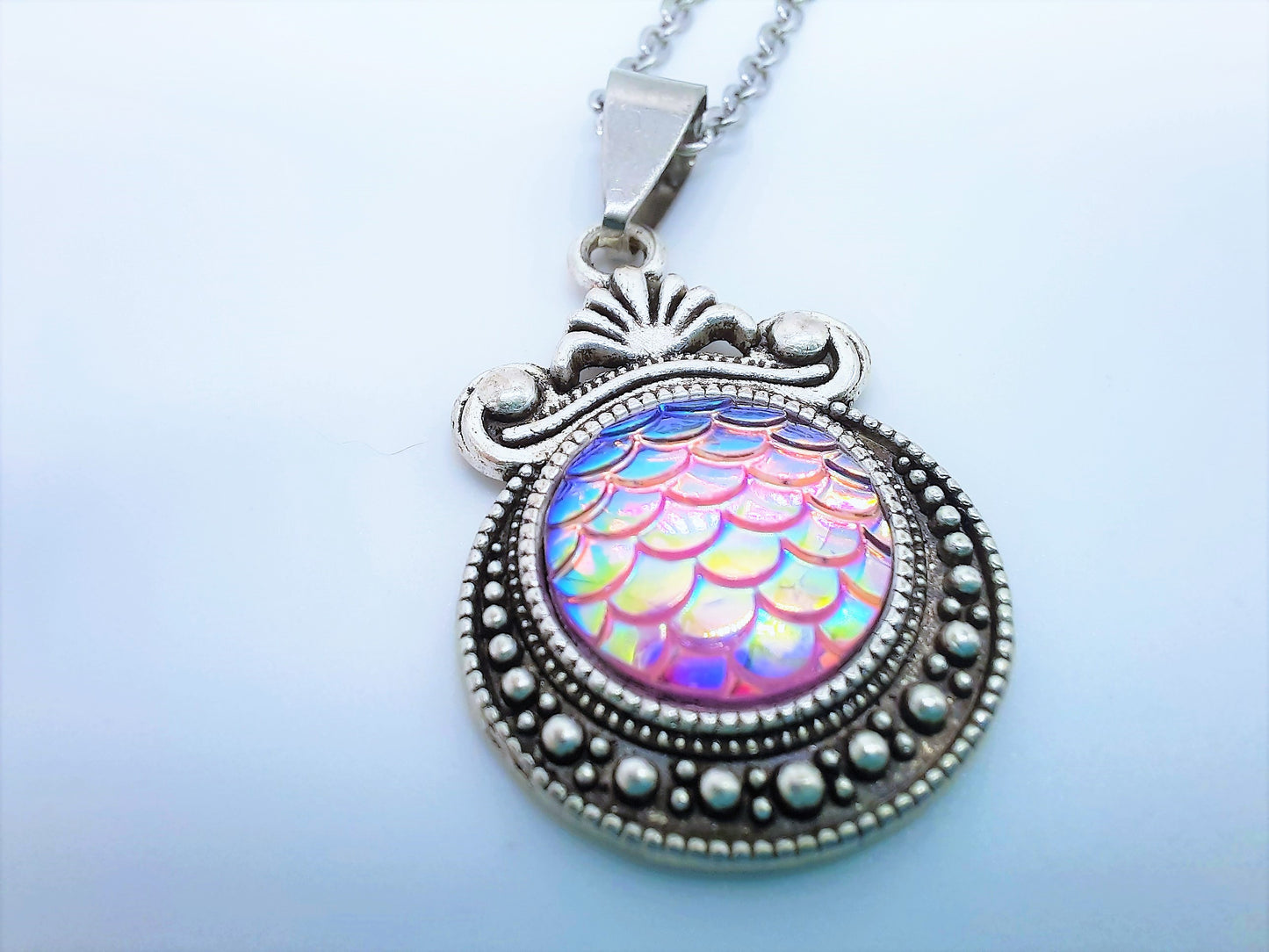Set of Six (6) Iridescent Mermaid Scale Tibetan Necklace Sampler Set