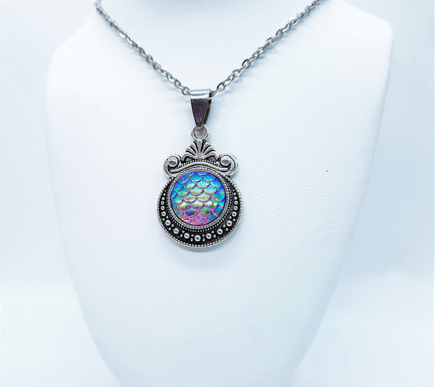 Set of Six (6) Iridescent Mermaid Scale Tibetan Necklace Sampler Set