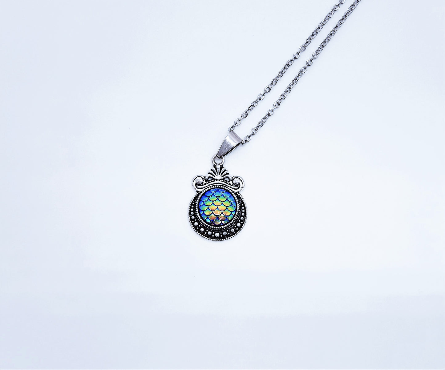 Set of Six (6) Iridescent Mermaid Scale Tibetan Necklace Sampler Set