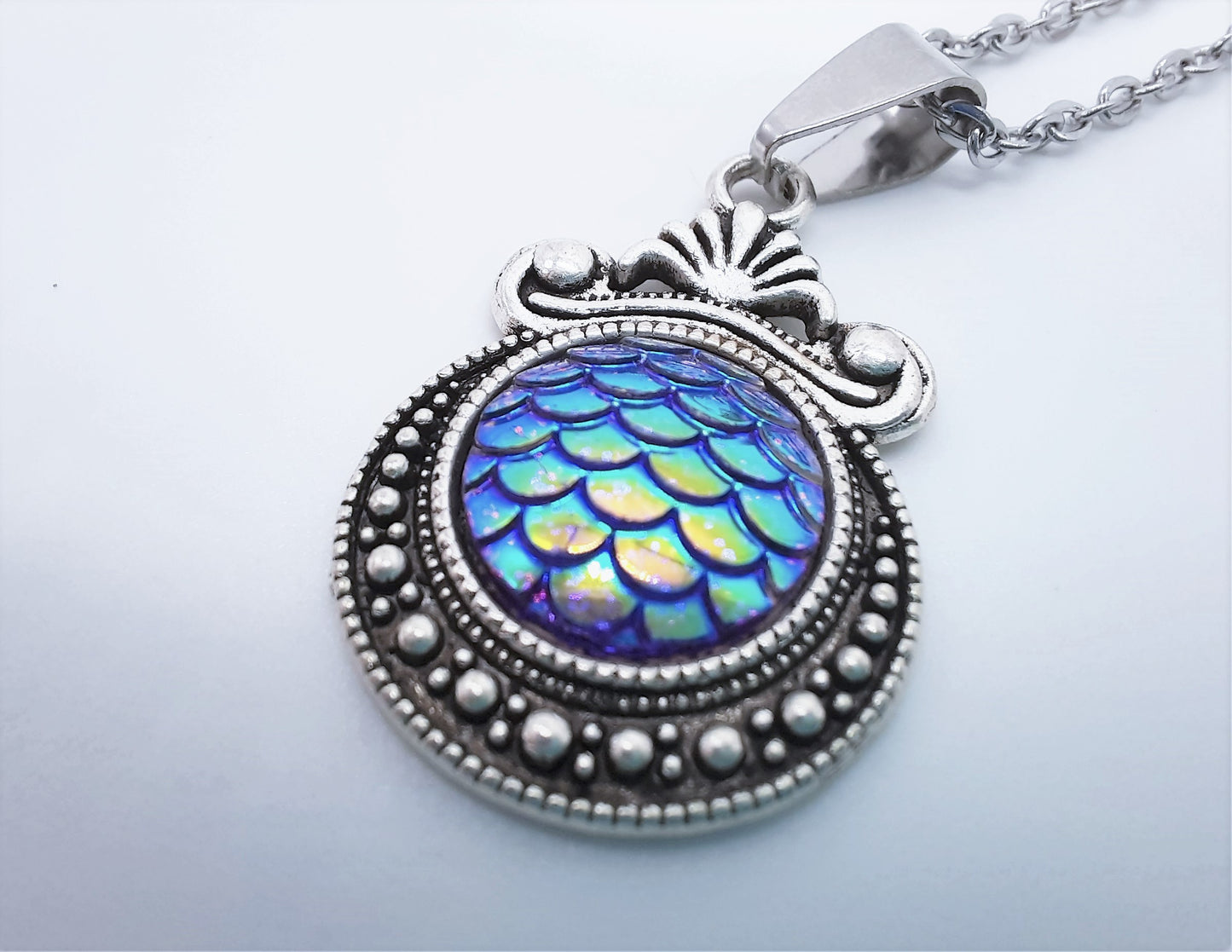 Set of Six (6) Iridescent Mermaid Scale Tibetan Necklace Sampler Set