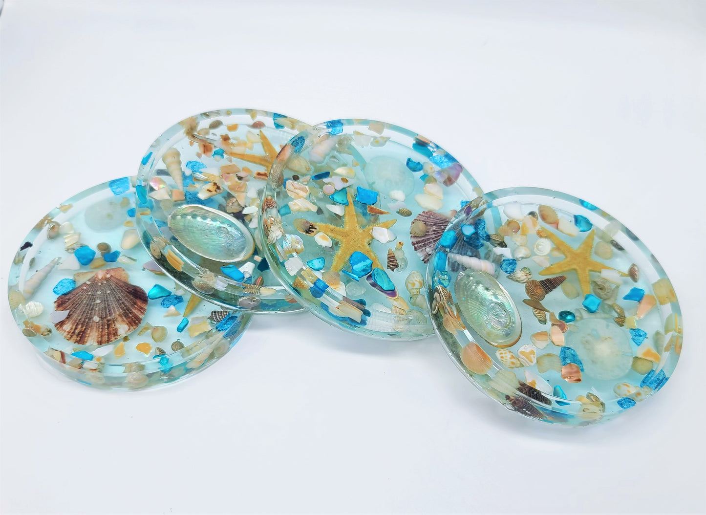 Resin Seashell Coasters (Set of 4)