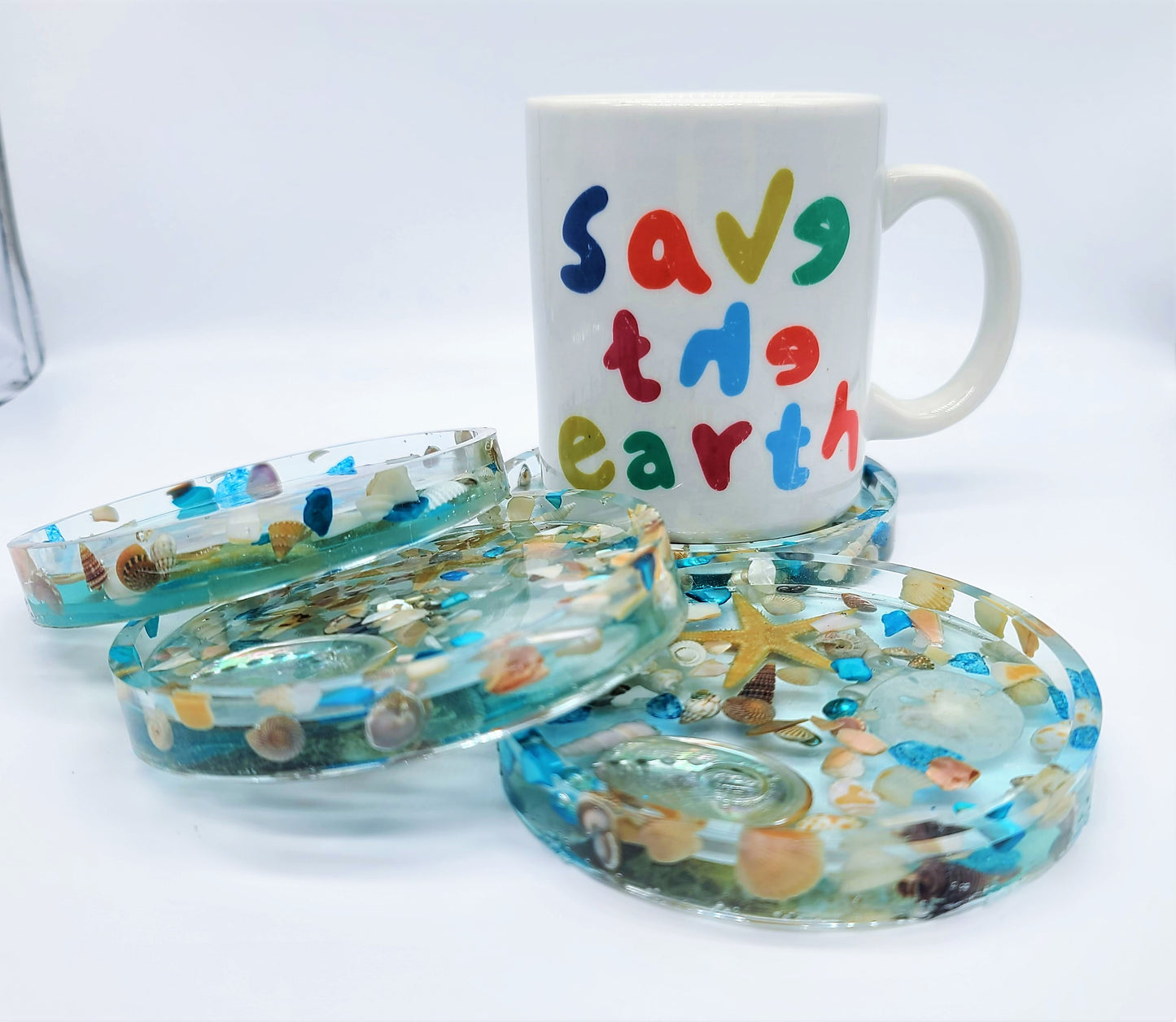 Resin Seashell Coasters (Set of 4)