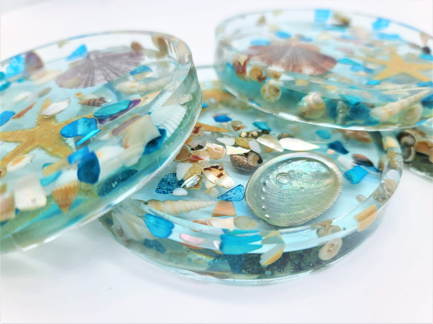 Resin Seashell Coasters (Set of 4)