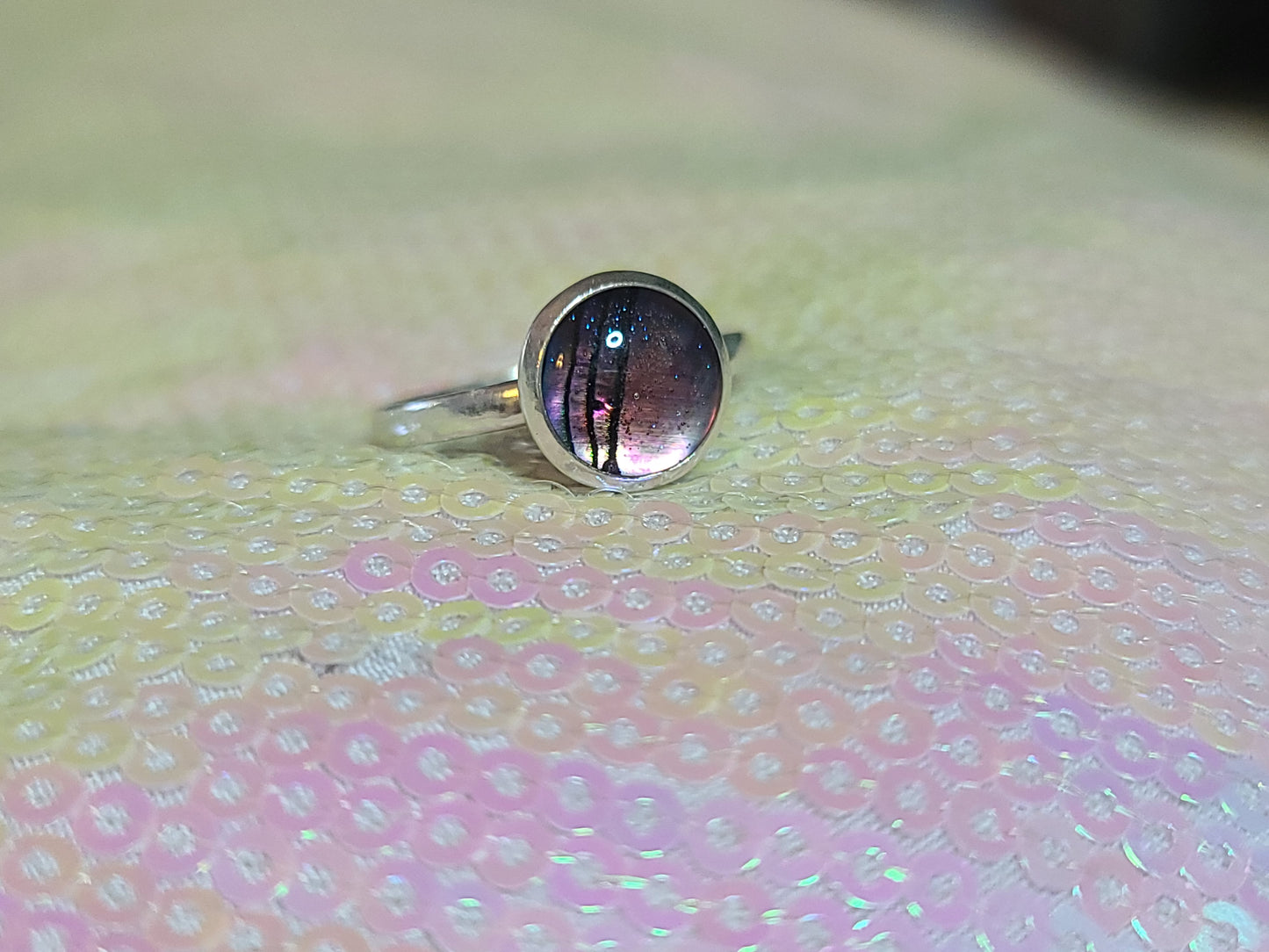 925 Sterling Silver Natural Pink Abalone / Paua Seashell Ring