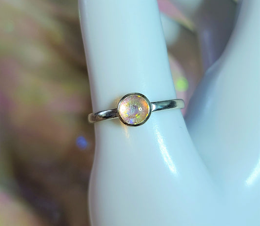 925 Sterling Silver Ring, Made with Light Champagne Pink Crystal Rhinestone