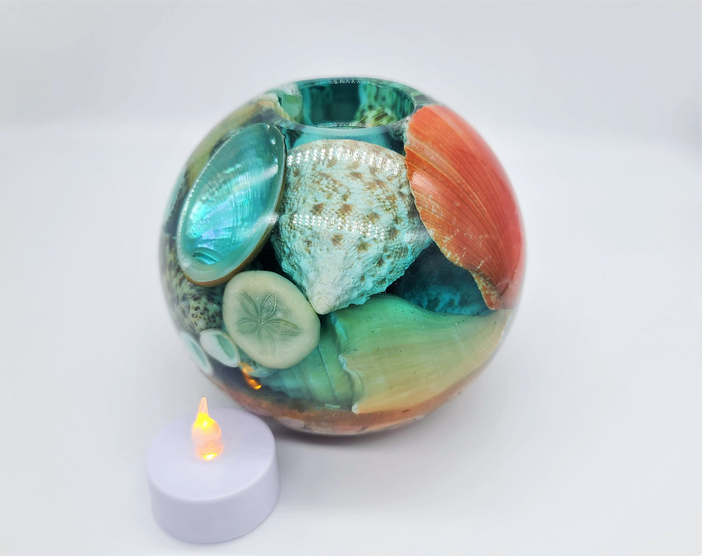 Large Spherical / Round Seascape Candle Holder