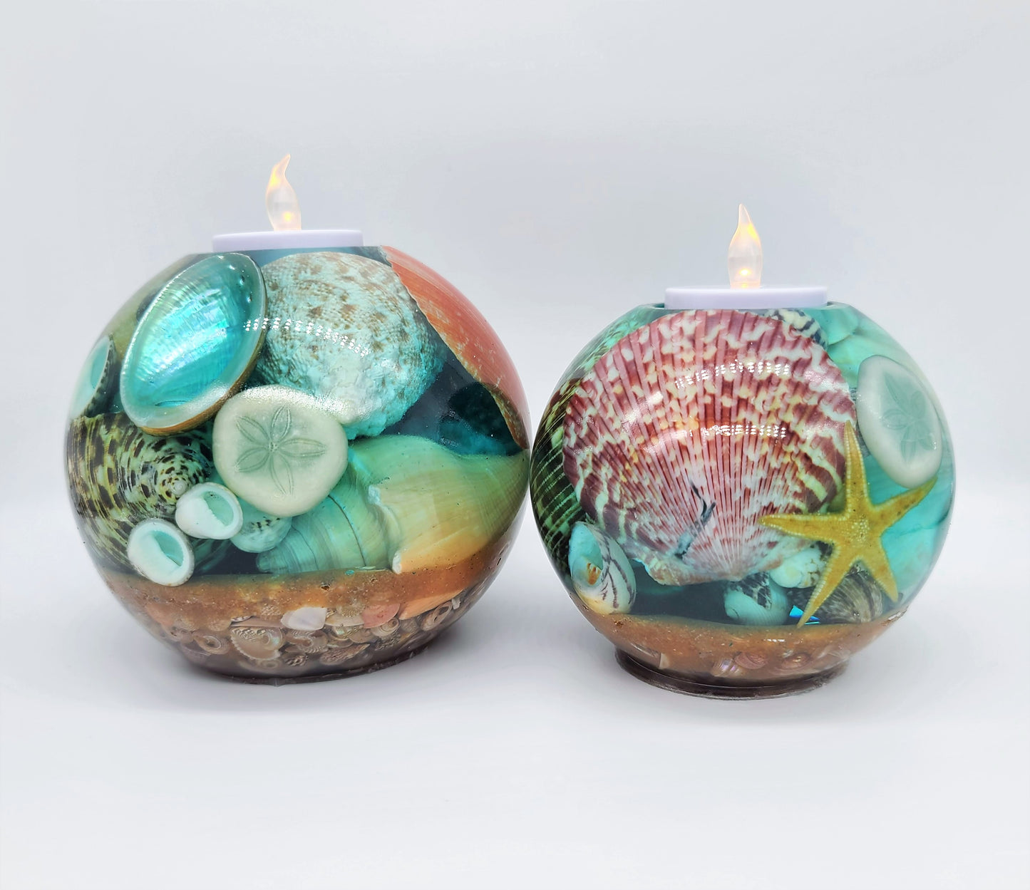Large Spherical / Round Seascape Candle Holder