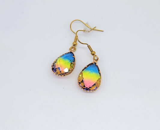 Blue to Yellow to Pink Ombre Earrings