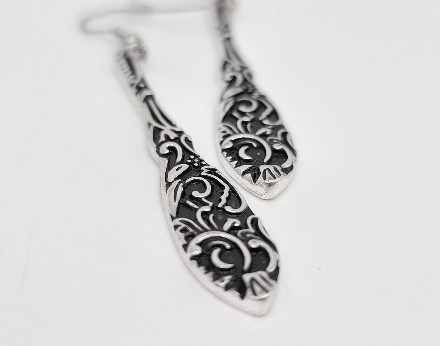Silver Intricate Spoon Earrings