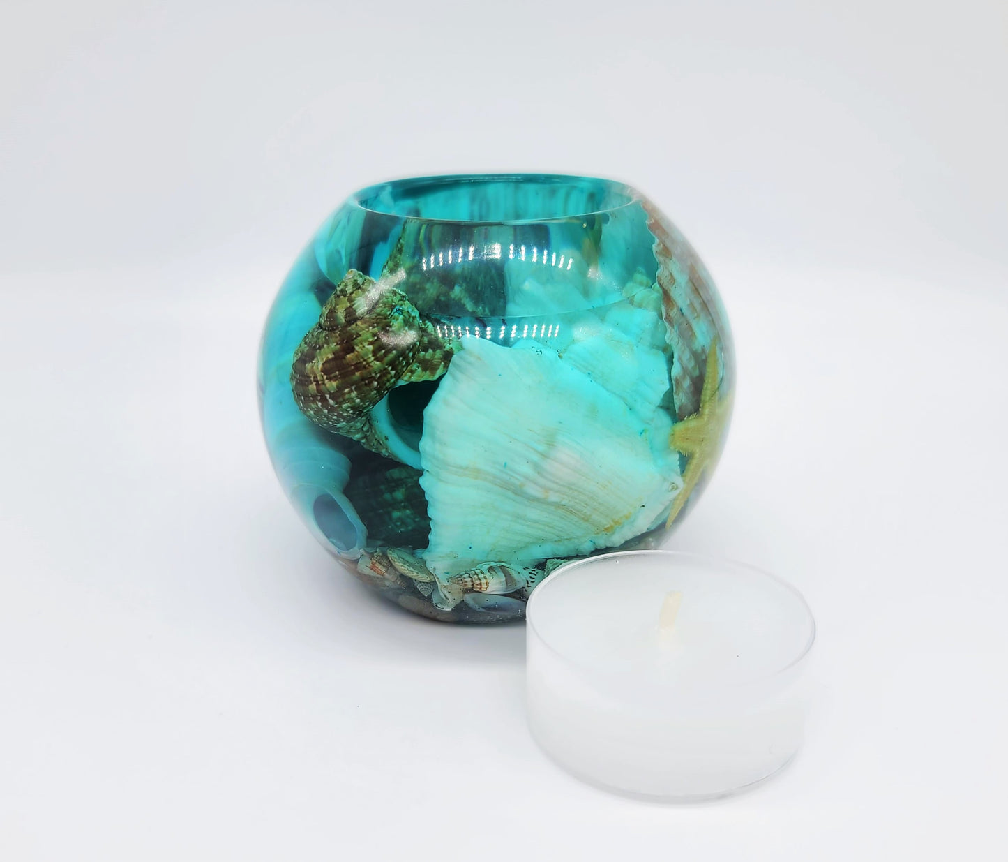 Small Spherical / Round Seascape Candle Holder