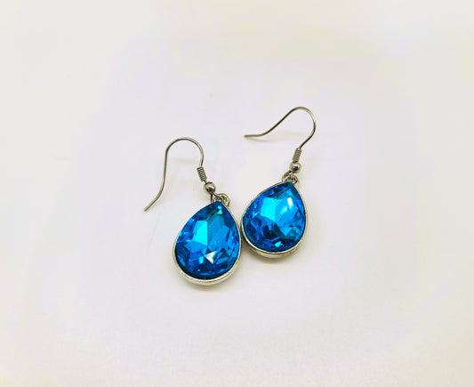 Multifaceted Blue Teardrop Earrings