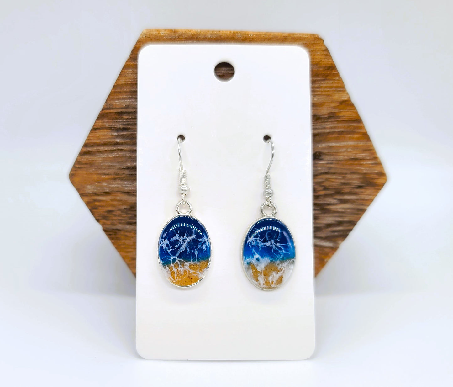 Small Oval Resin Seascape Necklace & Earring Set