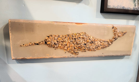 Crushed Shell and Resin Narwhal Wall Art by Tracey Lenn's Studio