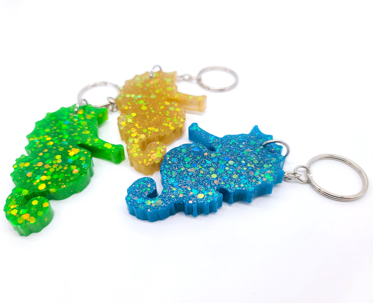 Seahorse Key Chain - Handmade Resin & Glitter Key Chain