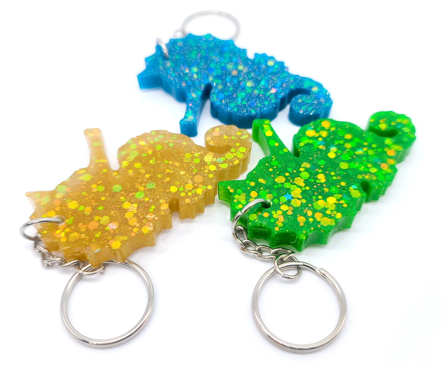 Seahorse Key Chain - Handmade Resin & Glitter Key Chain