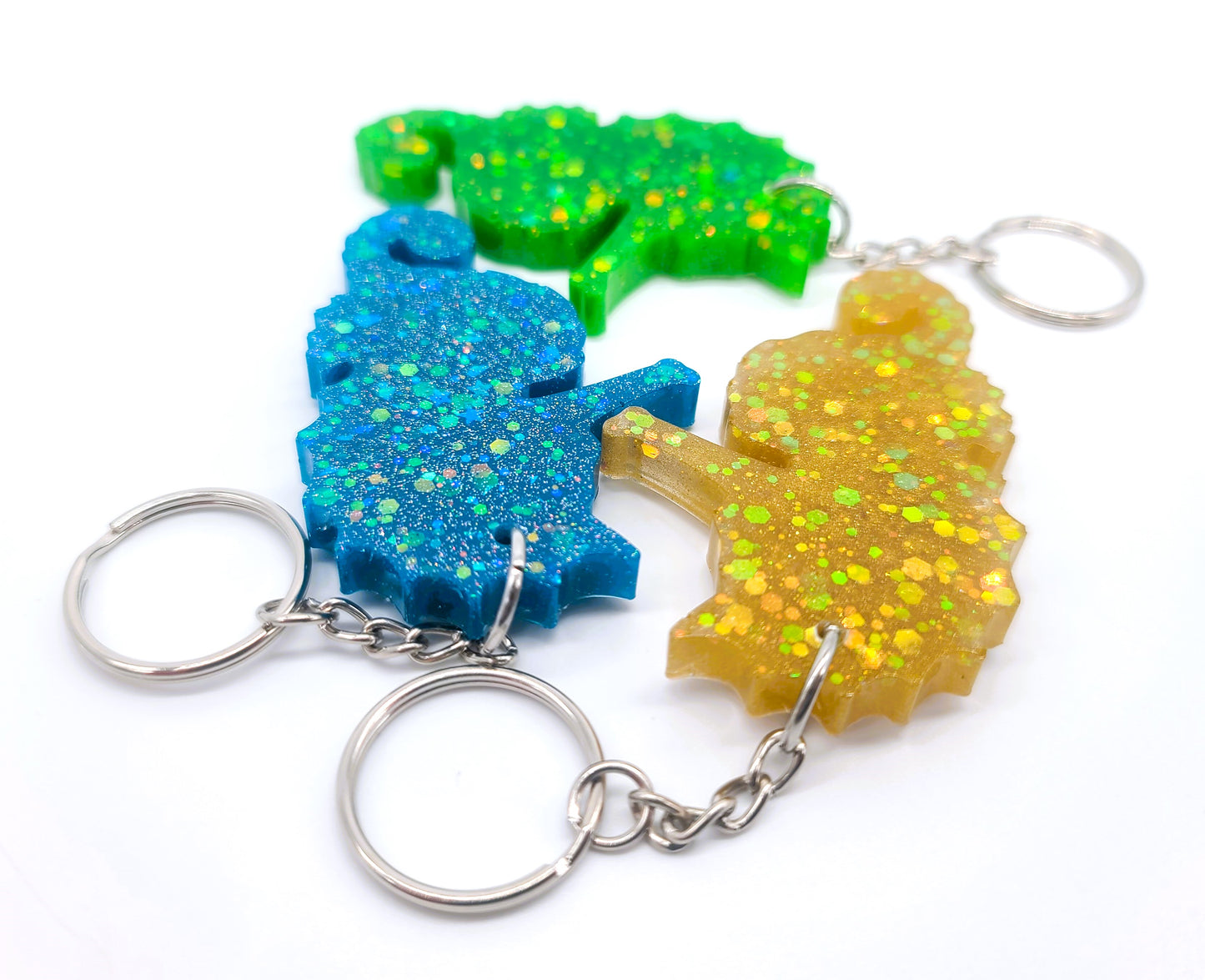 Seahorse Key Chain - Handmade Resin & Glitter Key Chain