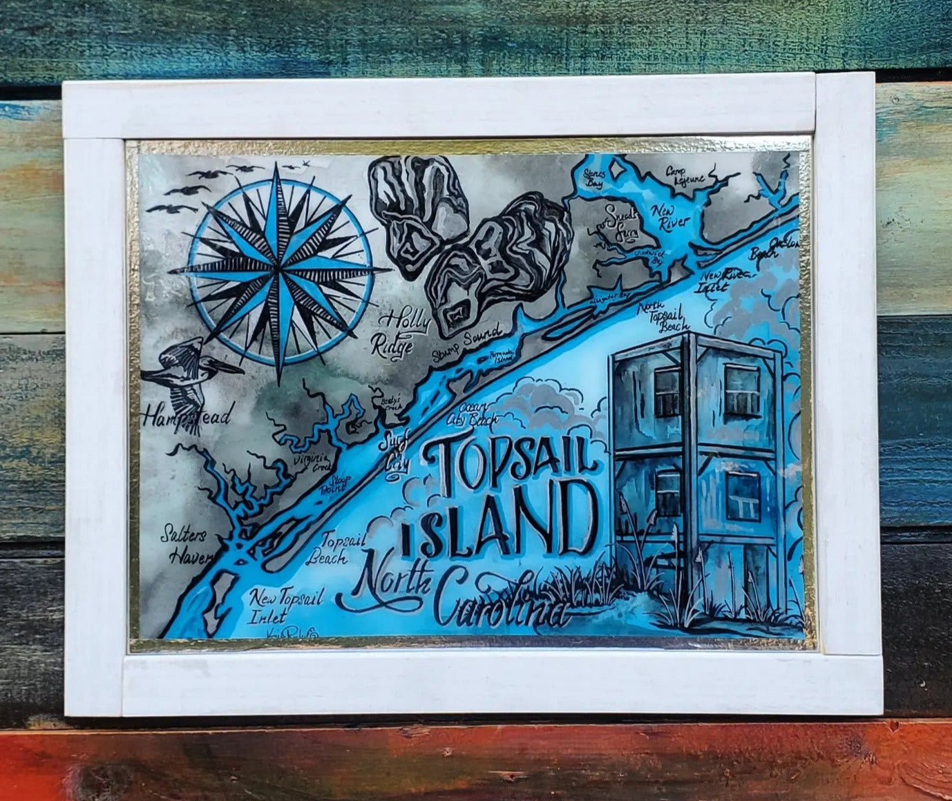 Original Watercolor & Ink Topsail Island Painting