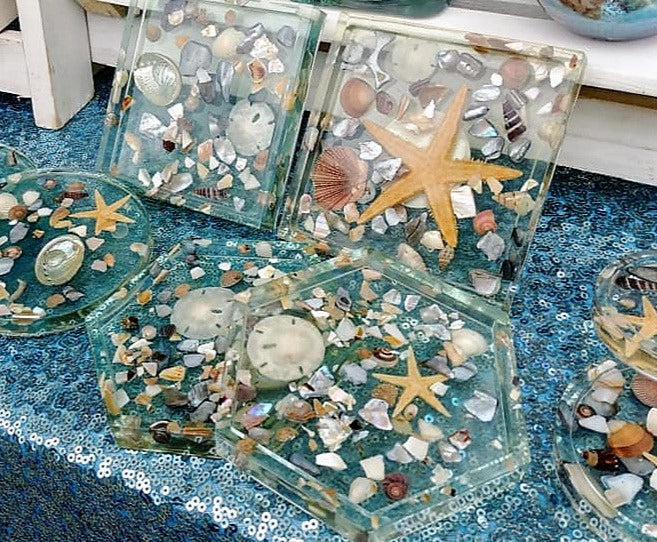 Resin Seashell Coasters (Set of 4)