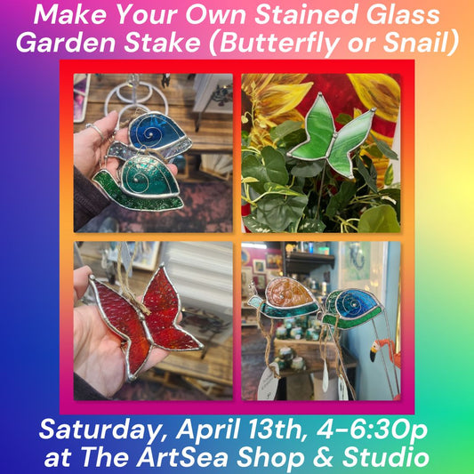 Make Your Own Stained Glass Garden Stake (Butterfly or Snail) - April 13th, 4-6:30p