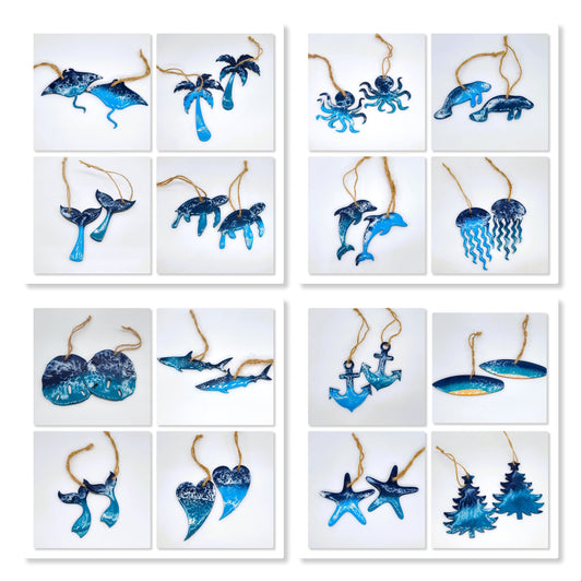 14  Resin & Wood Sealife Ornaments