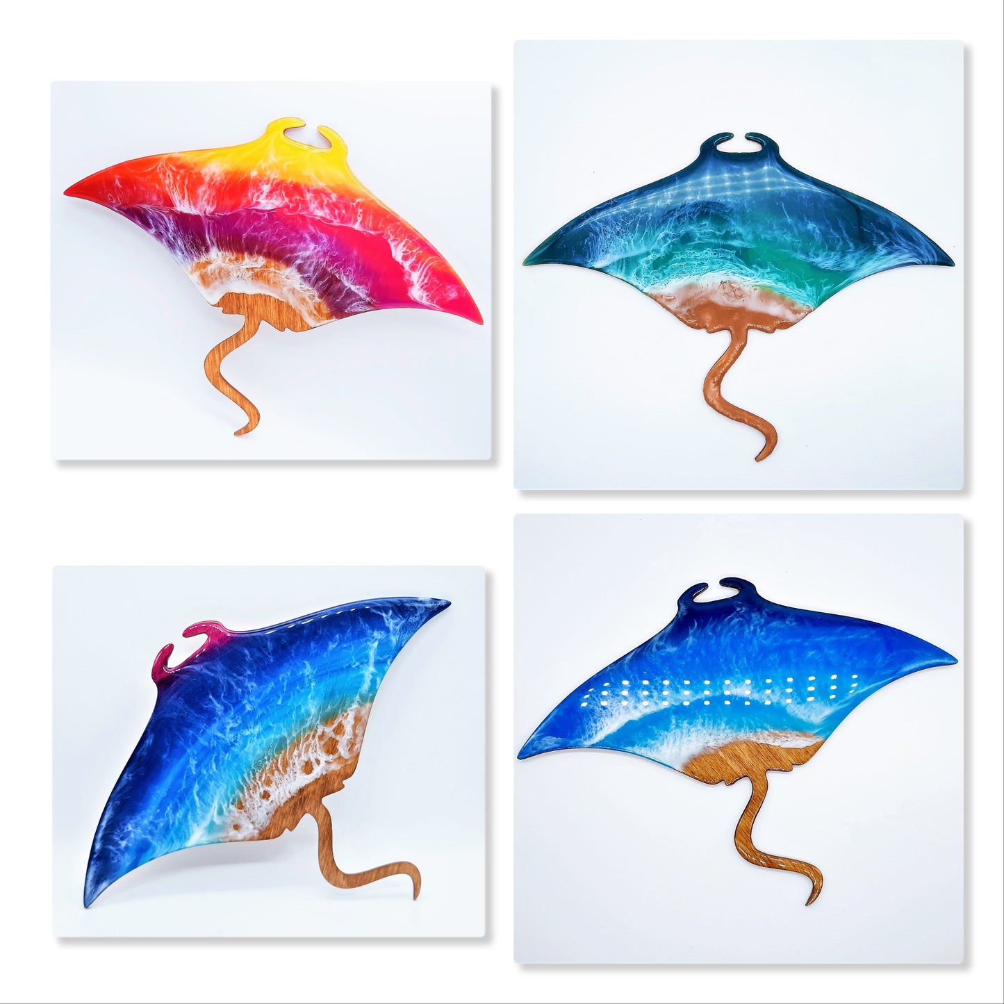 Resin & Wood Seascape Mantaray