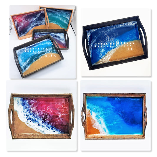 Resin Seascape Small Wooden Tray