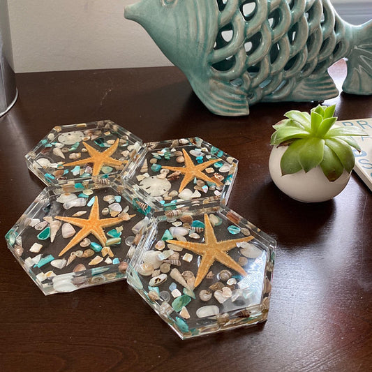 Resin Seashell Coasters (Set of 4)
