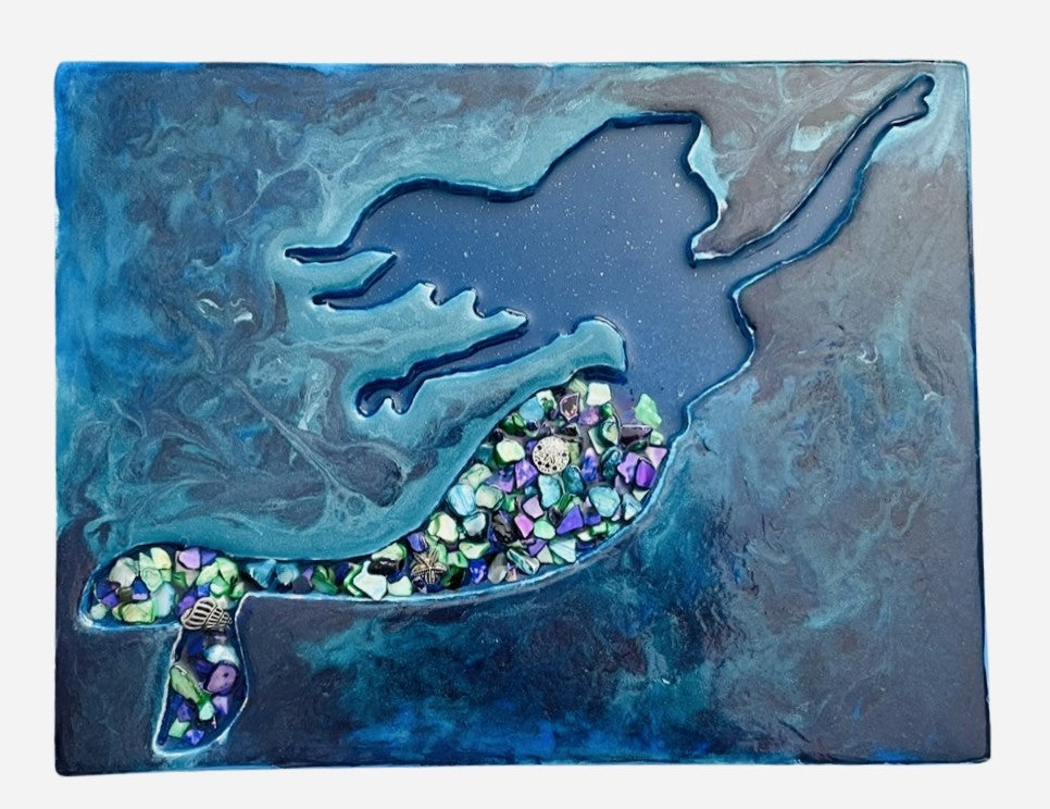 Seashell and Resin Mermaid Painting by Kelsey Blakesley