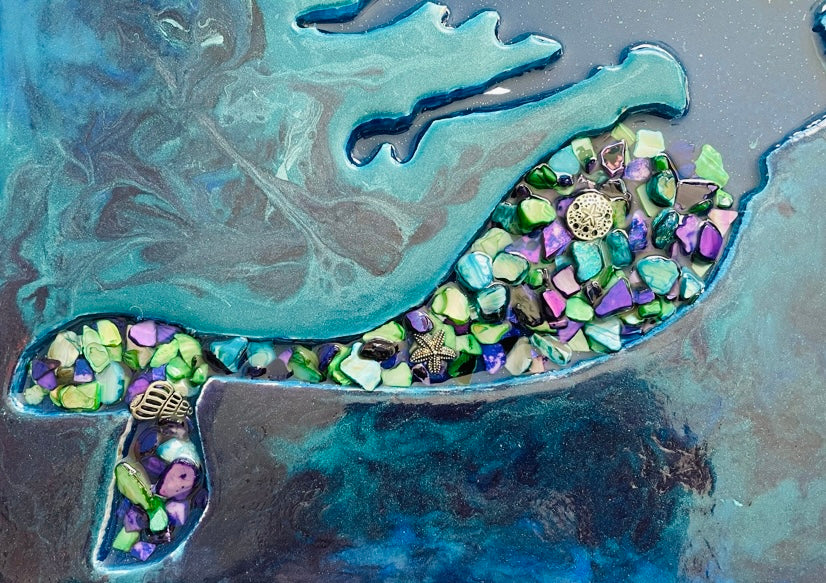 Seashell and Resin Mermaid Painting by Kelsey Blakesley