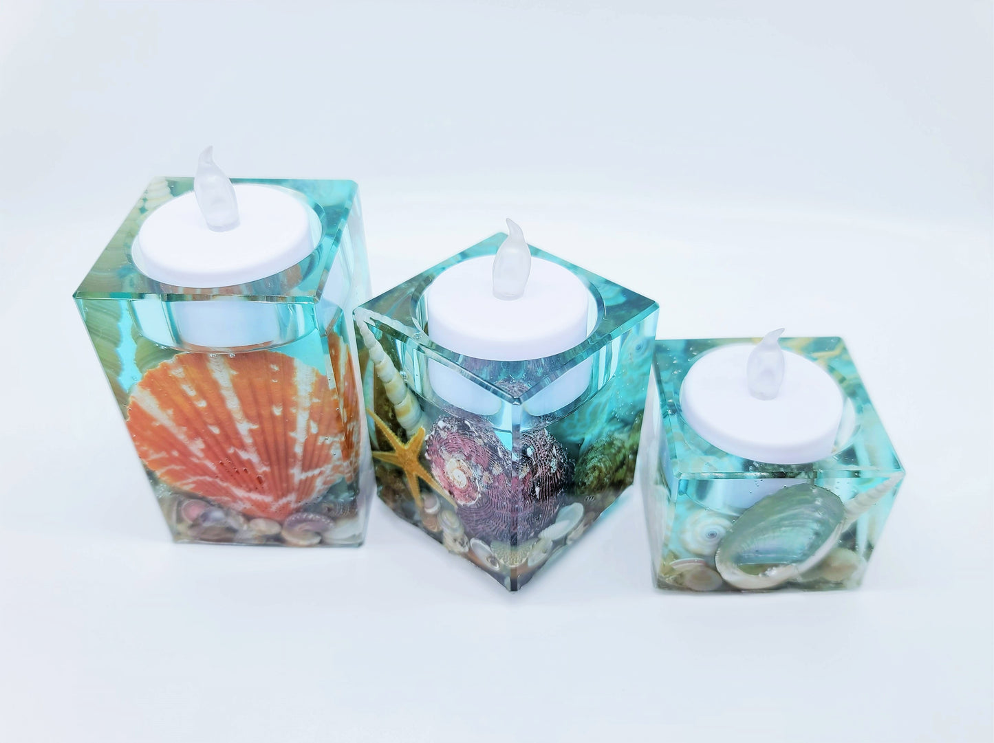 Set of Three (3) Square Candle Holders