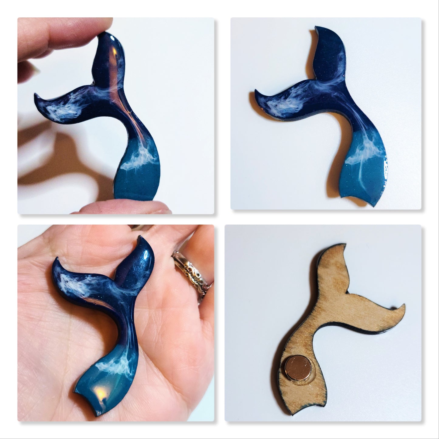 Resin & Wood Seascape Magnets-Sea Creatures