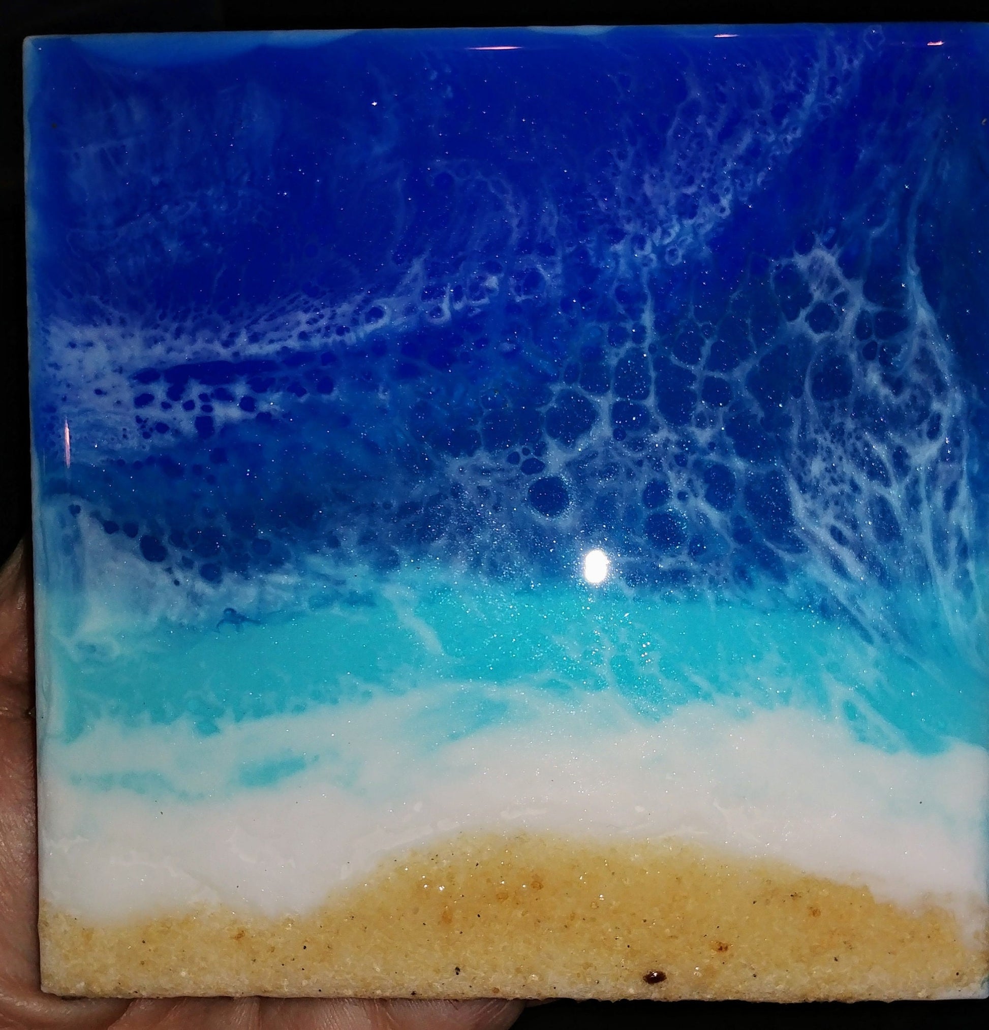 Eco-Friendly Tile Beach Coasters / Ocean Coasters, Made with Resin and Real Sand