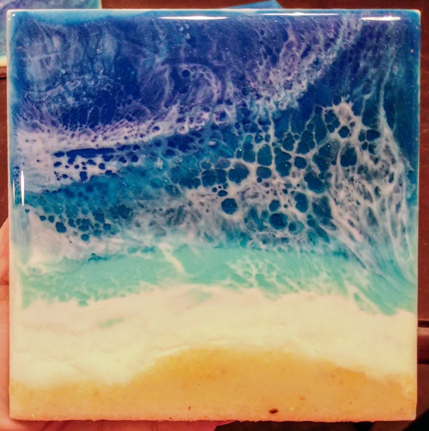 Eco-Friendly Tile Beach Coasters / Ocean Coasters, Made with Resin and Real Sand