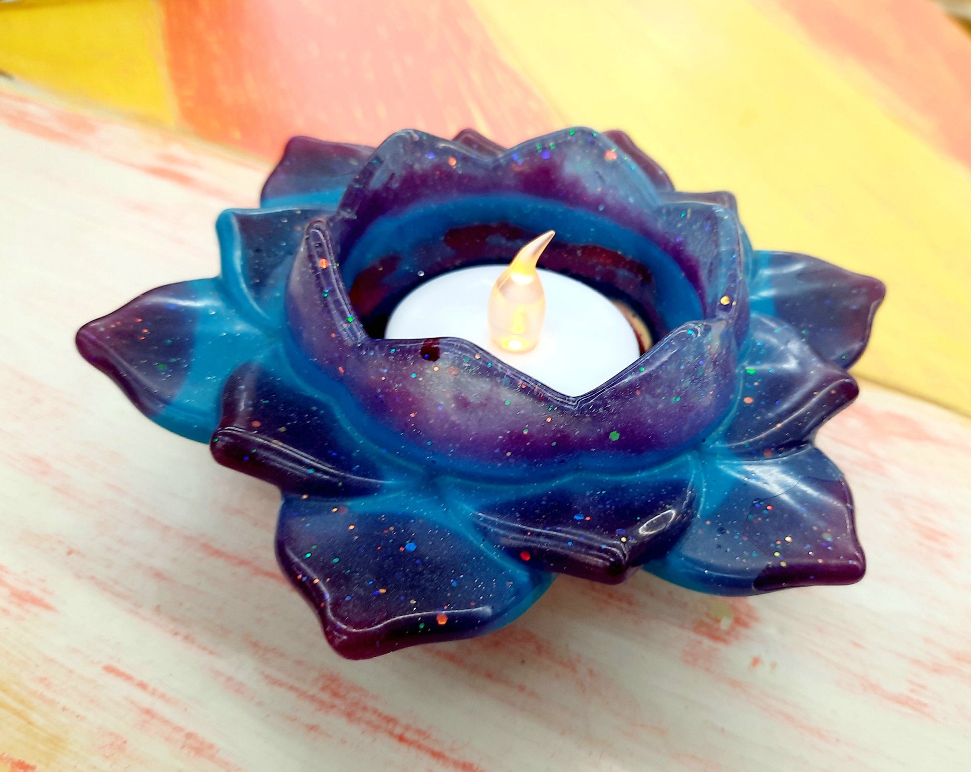 Resin Lotus Flower Tealight Candle Holder